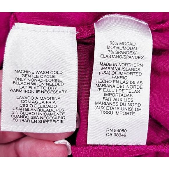 AK Anne Klein Hot Pink Funnel Neck 3/4 Sleeve Modal Spandex Top - Picture 7 of 7